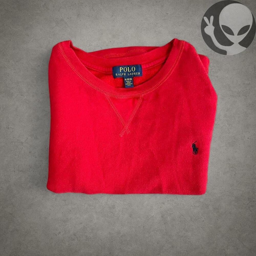 Polo Ralph Lauren Crewneck Sweater Small Red Cotton Pullover - Picture 6 of 6